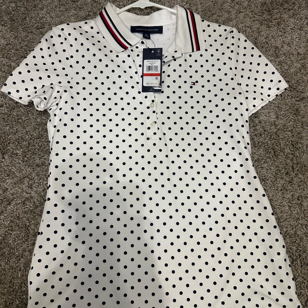 Tommy Hilfiger White Shirt with Black Dots